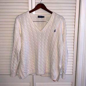 Polo Ralph Lauren 100% Cotton Cable Knit White Sweater